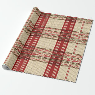 Creme Rot Braun Gemütlicher Strick-Tartan-Karo Geschenkpapier
