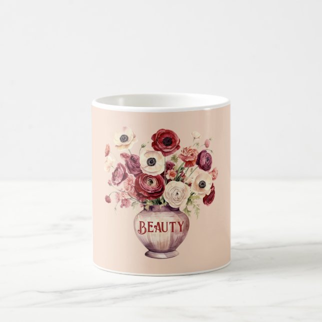 Creme-rote Ranunculus-Blumen Kaffeetasse (Mittel)