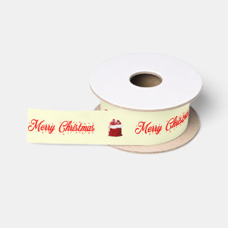 Creme-rote Weihnachtsgeschenktasche mit Santa Satinband