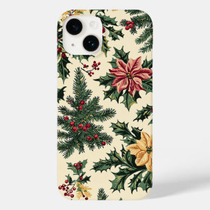 Creme-roter Weihnachtsstern-Stechpalmen-Weihnachts Case-Mate iPhone 14 Hülle