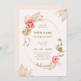 Creme ruhig blumenelegant einladung