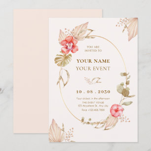 Creme ruhig blumenelegant einladung