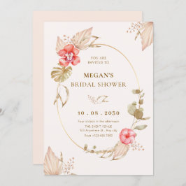 Creme ruhiges, blumengeschmücktes Brautparty Einladung