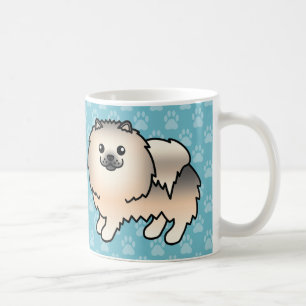 Creme Sable Fluffy Spitz Hunde auf blau Tasse