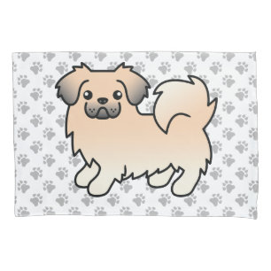 Creme Sable Tibet Spaniel Cartoon Hund & Pfoten Kissenbezug