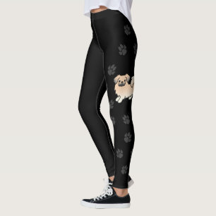 Creme Sable Tibet Spaniel Cartoon Hund & Pfoten Leggings