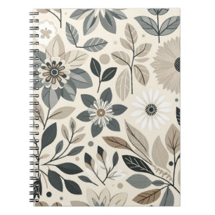 Creme & Sage Green Bold Modernes Blumenmuster Notizblock