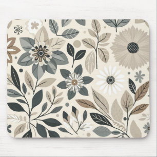 Creme & Salbeigrün Kühnes modernes Blumenmuster Mousepad