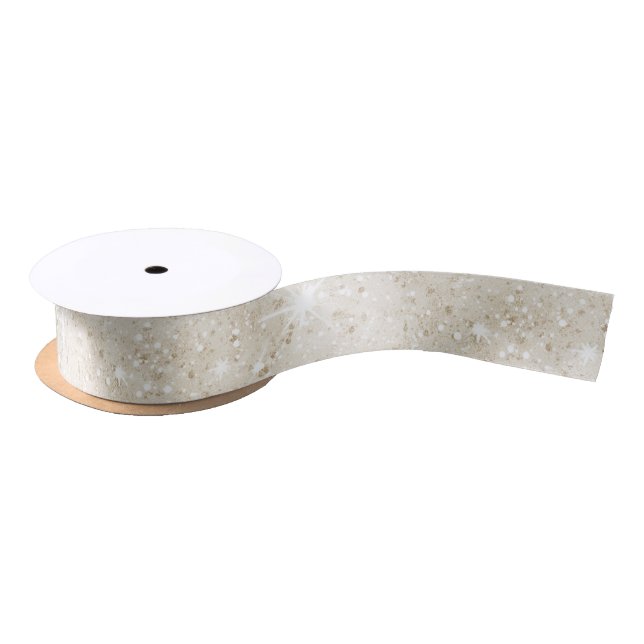 Creme-Sand-Glitter-Geburtstag Satinband (Spule)