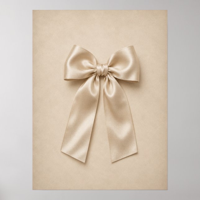 Creme Satin Bogen Wandkunst | Neutraler Coquette P Poster (Vorne)