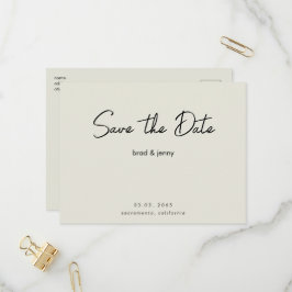 Creme Save the Date Einladung Postkarte