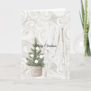 Creme-Schleifen-Weihnachtsbaum-Leiter mit Decke Karte