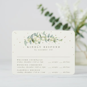 Creme Schneebeere + Eukalyptus Hochzeit Multi-Even RSVP Karte