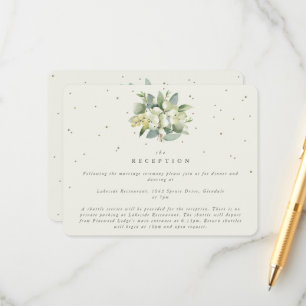 Creme Schneebeeren-Eukalyptus-Strauß-Empfang Begleitkarte