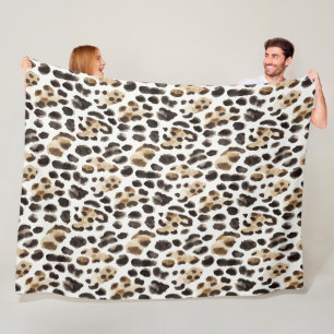 Creme Schwarz Braun Leopard Tier Fleecedecke