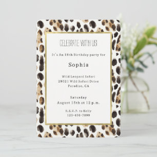 Creme Schwarz Braun Leopard Tier Geburtstag Einladung