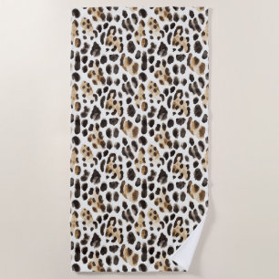 Creme Schwarz Braun Leopard Tier Strandtuch
