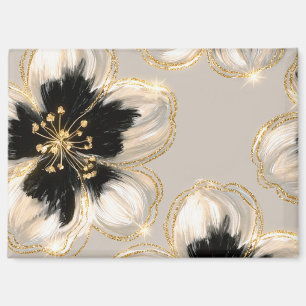 Creme Schwarz Elfenbein Gold Blumen Magnet