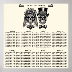 Creme Schwarz Gold Vintage Skelett Hochzeit Sitzge Poster