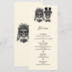 Creme Schwarz & Gold Vintage Skelett Hochzeitsmenü Menükarte
