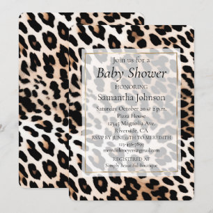 Creme Schwarz Leopard Druck Einladung