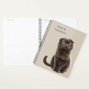 Creme Schwarze Katze Planer