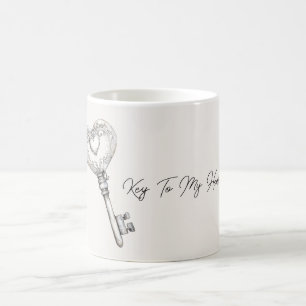 Crème silberner Schlüssel zu meinem Herzen Kaffeetasse