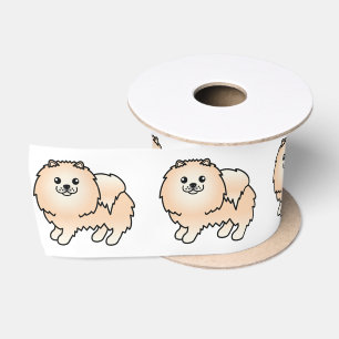 Creme Spitz Niedlich Cartoon Dog Satinband