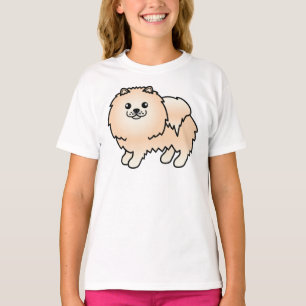 Creme Spitz Niedlich Cartoon Dog T-Shirt