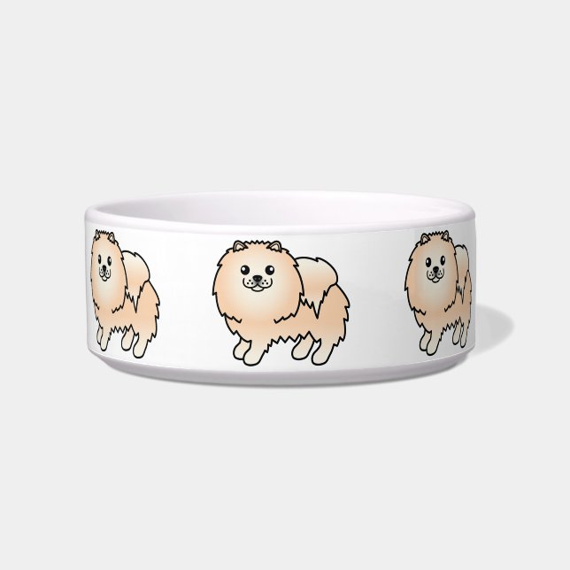 Creme Spitz Niedlich Cartoon Hunde Napf (Vorderseite)