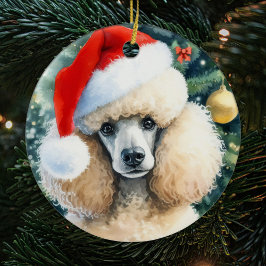 Creme Standard Poodle Watercolor Weihnachten Keramik Ornament