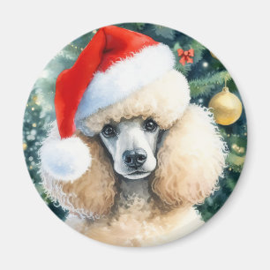 Creme Standard Poodle Watercolor Weihnachten Magnet