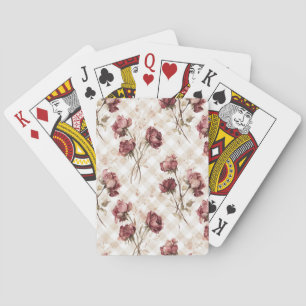 Creme Streifen Rote Rosen Blumen Spielkarten