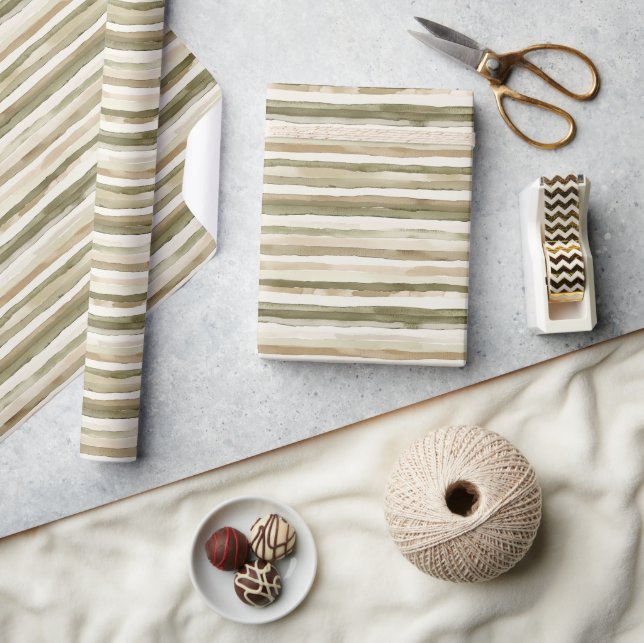 Creme Stripes Geburtstag Geschenkpapier (Kunsthandwerk)