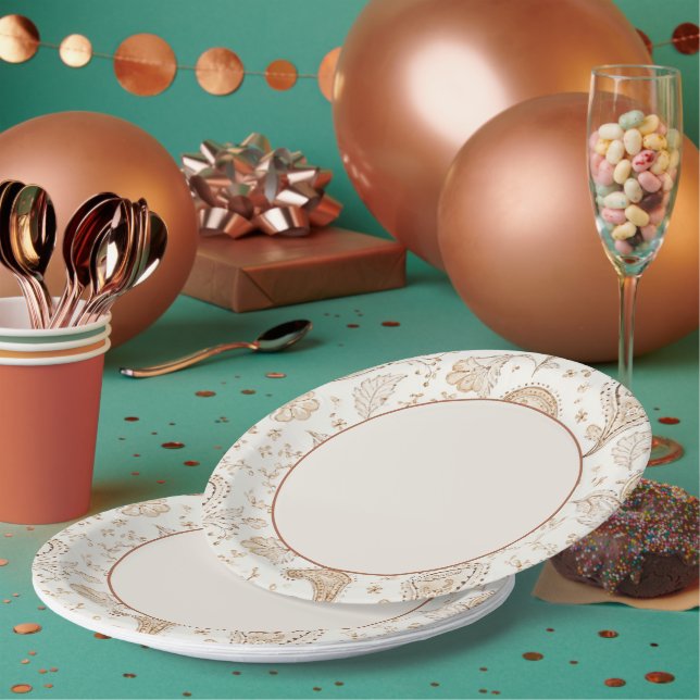 Creme-Tan-Boho-Geburtstag Pappteller (Multi)