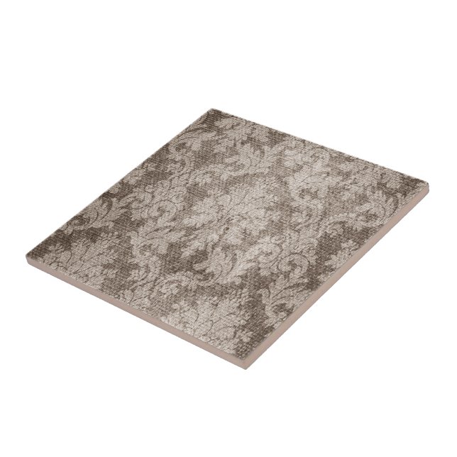 Creme, Tan-Damask Fliese (Seite)