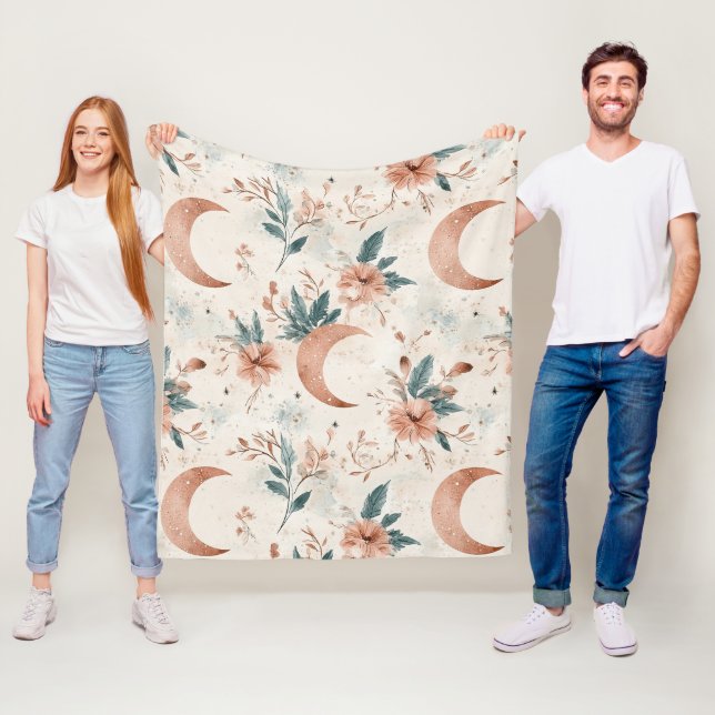 Creme-Terrakotta-Halbmond-Blumenmuster Fleecedecke (Beispiel)
