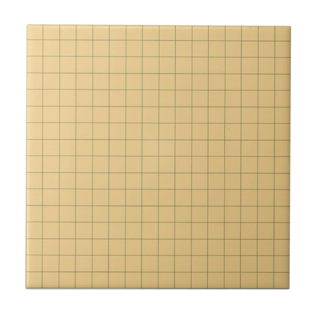 Creme & Tief grüne karierte Retro Minimalistisch Fliese (Vorderseite)