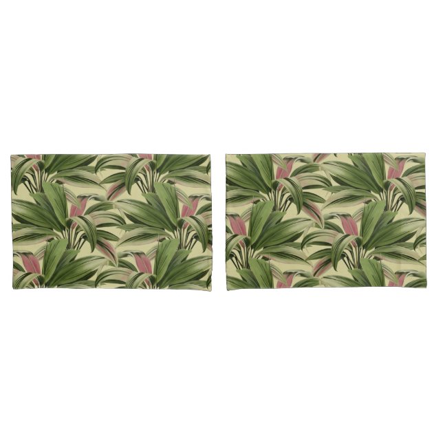 Creme Tropical Palm Kissenbezug (Vorderseite-Set)