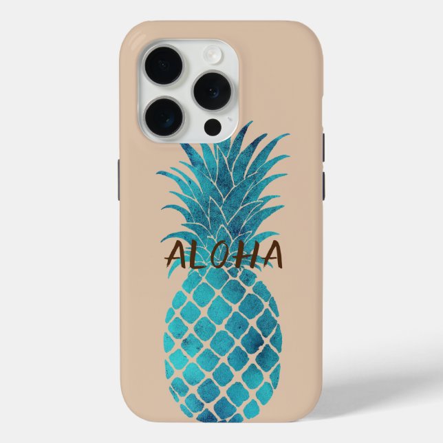 Creme Türkis Blaue Ananas Aloha Case-Mate iPhone Hülle (Rückseite)