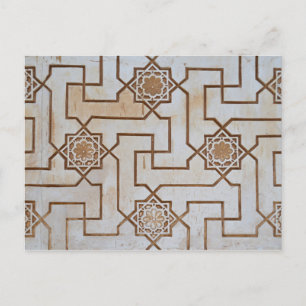 Creme und Beige Arabesque Muster Postkarte