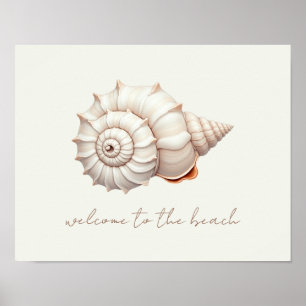 Creme und Beige Küstenmeeresmuschel Personalisiert Poster