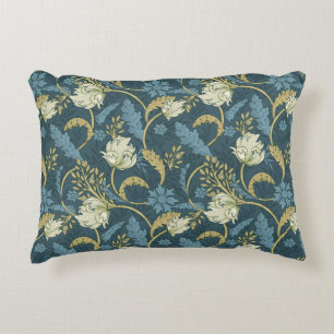 Creme- und Blaue Art Nouveau Blumendekoration Dekokissen