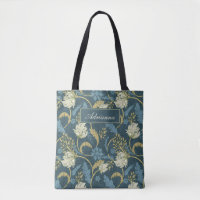 Creme und Blauer Flora Art Nouveau