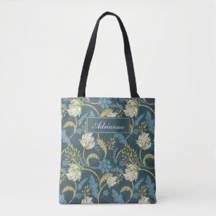 Creme und Blauer Flora Art Nouveau