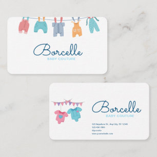 Creme und Blue Baby Couture mit eigener Marke Visitenkarte