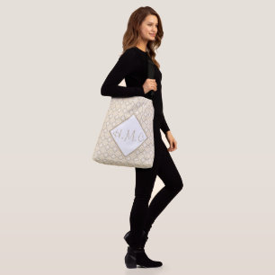 Creme- und Braune Muster-Oversized-Tasche Tragetaschen Mit Langen Trägern