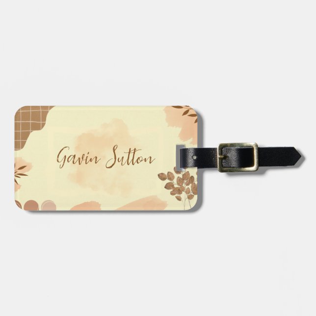 Creme und Brown stilvoll Gepäckanhänger (Vorderseite horizontal)