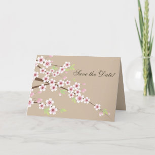 Creme und Cherry Blossom Save the Date Ankündigung