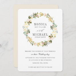 Creme und Elfenbein | Botanische Blumenzeremonie Einladung